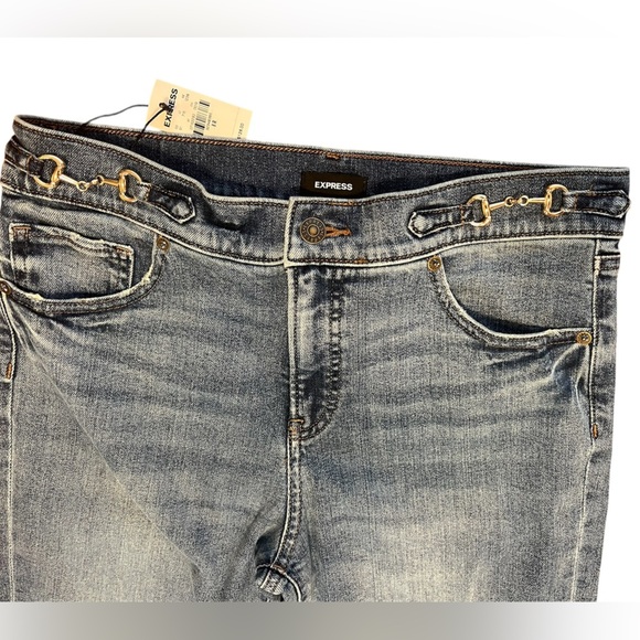 Express Blue 70s Flare Jeans Midrise Sz 8 NWT - Picture 2 of 7